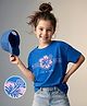 Kookie Kids Single Jersey Knit Half Sleeves T-Shirt With Floral Print - Blue