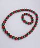 Pihoo Beads Detailed Jewellery Set - Maroon & Green