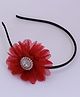 Pihoo Stone Embellished Floral Applique Detailed Hair Band - Maroon