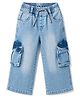 Ruff Full Length Washed Denim Cargo Jeans - Light Blue