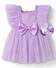 Mark & Mia Woven Sleeveless Sequinned Party Onesie With Bow Applique - Purple