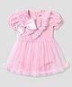 Mark & Mia Woven Half Sleeves Frock Style Party Onesie With Bow Applique - Pink