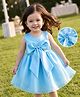 Mark & Mia Woven Sleeveless Solid Colour Party Onesies with Bow Applique -Blue