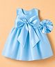 Mark & Mia Woven Sleeveless Solid Colour Party Onesies with Bow Applique -Blue