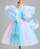 Mark & Mia Woven Ruffle Sleeves Party Dress With Butterfly Applique - Light Blue