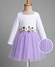 Mark & Mia Woven Full Sleeves Party Dress With Floral Embroidery - Lavender