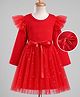 Mark & Mia Woven Full Sleeves Dress with Glitter Star Print - Red