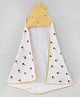 Doodle Poodle 100% Cotton Interlock Knit Hooded Floral Printed Bath Towel  L 83 x B 82 cm - White/Yellow