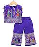 Bhartiya Paridhan Silk Woven Sleeveless Indo Western Top & Palazzo Set with Figure Embroidery - Purple