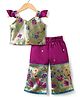 Bhartiya Paridhan Silk Woven Sleeveless Indo Western Top & Palazzo Set with Birds & Floral Embroidery - Wine