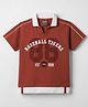 Little Kangaroos Knitted Half Sleeves T-Shirt With Text Print - Rust Orange