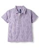 Little Kangaroos Cotton Woven Half Sleeves Polo T-Shirt With Beach Theme Embroidery - Purple