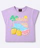 Little Kangaroos Cotton Woven Half Sleeves Polo T-Shirt with Tree Embroidery - Purple