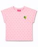 Little Kangaroos Knitted Half Sleeves Top With Palm Tree Applique - Baby Pink