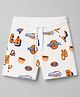 UCB Cotton Knit Knee Length Basketball Theme Printed Shorts - White