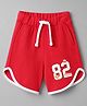 UCB Cotton Knit Knee Length Number Pique Shorts With Piping - Red