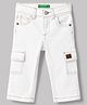 UCB Woven Full Length Contrast Straight Cargo Denim Jeans With Patch - OffWhite