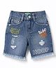 UCB Woven Knee Length Hoop Printed Distressed Shorts - Blue