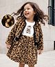 Mark & Mia Full Sleeves Leopard  Printed Frock with Shrug - Brown