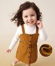 Mark & Mia Pinafore and Inner Tee with Full Sleeves and Belt - Light Brown