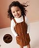 Mark & Mia Pinafore and Inner Tee with Full Sleeves and Belt - Brown