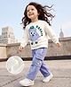 Mark & Mia Full Sleeves Text Printed Winter Wear Suit - White & Blue