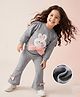 Mark & Mia Full Sleeves Bunny Printed & Bow Applique Winter Wear Suit - Grey