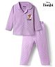 Babyoye Disney 100% Cotton Knit Full Sleeves Polka Dots Printed Shirt & Pyjama Night Suit With Bambi Graphics - Purple