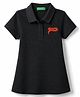 UCB Cotton Knit Half Sleeves One Piece Frock With Text Print - Black