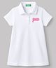 UCB Cotton Knit Half Sleeves One Piece Frock With Text Print - White