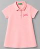 UCB Cotton Knit Half Sleeves One Piece Frock With Text Print - Light Pink