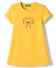 UCB Cotton Knit A Line One Piece Frock With Bow Embroidery - Yellow