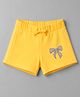 UCB Cotton Elastane Knit Knee Length Shorts With Bow Print - Yellow