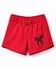 UCB Cotton Elastane Knit Knee Length Shorts With Bow Print - Red