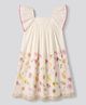 Primo Gino Cotton Woven A-Line Dress with Sleeveless and Floral Embroidery in White for 4-5 Years