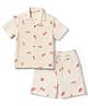 Primo Gino 100% Cotton Woven Half Sleeves Sea Life Printed Co-Ords Shirt & Shorts Set - OffWhite