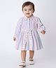 Bella Moda Cotton Woven Full Sleeves Shirt Style Striped Dress - Multi Colour