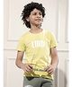 CRIMSOUNE CLUB Cotton Woven Half Sleeves Ciao Text Printed Tee - Green