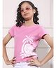 CRIMSOUNE CLUB Cotton Woven Half Sleeves Sea Life  Printed Tee - Pink