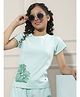 CRIMSOUNE CLUB Cotton Woven Half Sleeves From Roots To Ritual Text Puff Printed Tee - Green