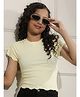 CRIMSOUNE CLUB Cotton Woven Half Sleeves Solid Top - Yellow