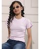 CRIMSOUNE CLUB Cotton Woven Half Sleeves Solid Top - Purple