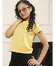 CRIMSOUNE CLUB Viscose Woven Half Sleeves Solid Tee - Yellow