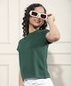 CRIMSOUNE CLUB Viscose Woven Half Sleeves Solid Tee - Green