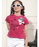 CRIMSOUNE CLUB Woven Half Sleeves My Best Friend Text & Girl Printed Tee - Pink