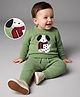 Babyoye Knit Full Sleeves Baby Sweater Set With Puppy Embroidery - Green
