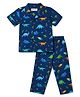 Babyhug Cotton Knit Half Sleeves Shirt & Pyjama Night Suit Co-ords With Dino Print - Blue
