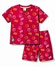 Mini Donuts Sinker Knit Half Sleeves Sports Theme & Text Printed Co-Ords T-Shirt & Shorts Set - Rust Orange