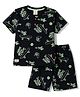 Mini Donuts Sinker Knit Half Sleeves Henley T-Shirt & Shorts Set with Skating Print -Navy