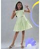Sweety NX Cotton Blend Woven Sleeveless Floral Applique Detailed & Abstract Printed Dress - Light Green